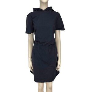 UCHUU Designer Hooded Cotton Elastic Waist‎ Band Navy Blue Mini Dress Size L